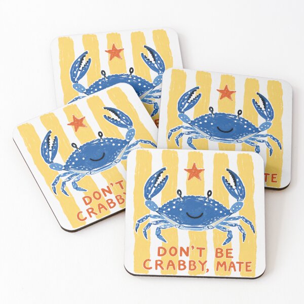 Item preview, Don't Be Crabby Mate Cute Blue Swimmer Crab Beach designed and sold by Yellowriversss.