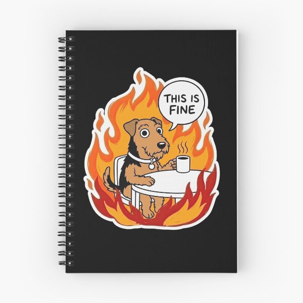 Item preview, Airedale Terrier Coffee In Fire Meme designed and sold by Flying Doggo.