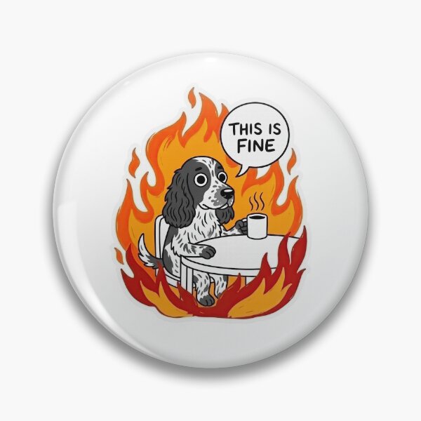 Item preview, English Cocker Spaniel Fire Meme Print designed and sold by Flying Doggo.