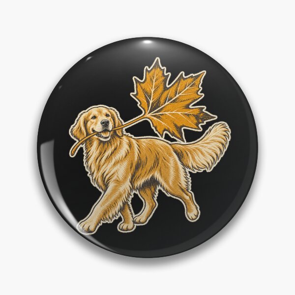 Item preview, Golden Retriever Carrying a Giant Autumn Leaf – Modern Linocut Dog Art designed and sold by Jaani-T.