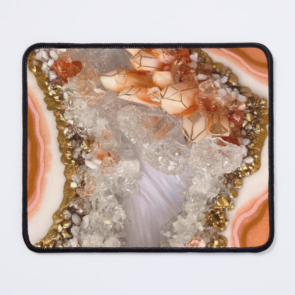 Item preview, Peach Agate Geode with Crystals and Gold Glitter — Luxury Resin Art Print designed and sold by LYAN-STORE.
