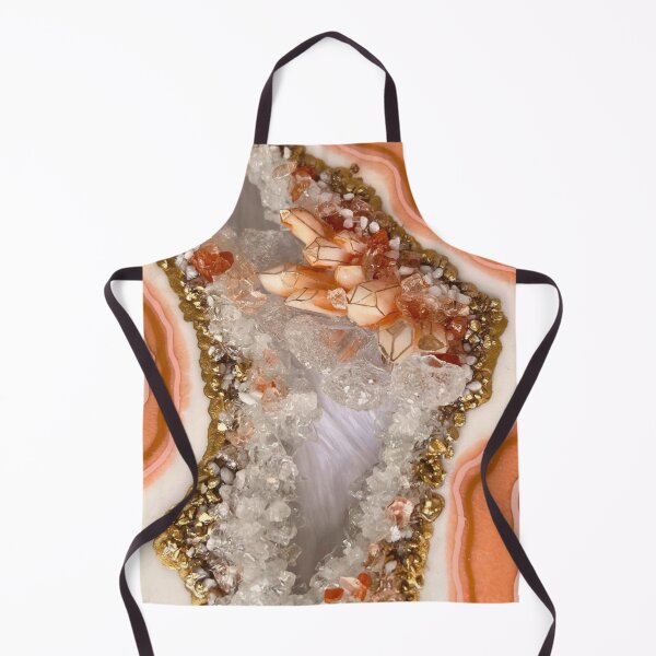 Item preview, Peach Agate Geode with Crystals and Gold Glitter — Luxury Resin Art Print designed and sold by LYAN-STORE.