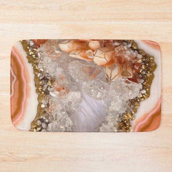 Item preview, Peach Agate Geode with Crystals and Gold Glitter — Luxury Resin Art Print designed and sold by LYAN-STORE.