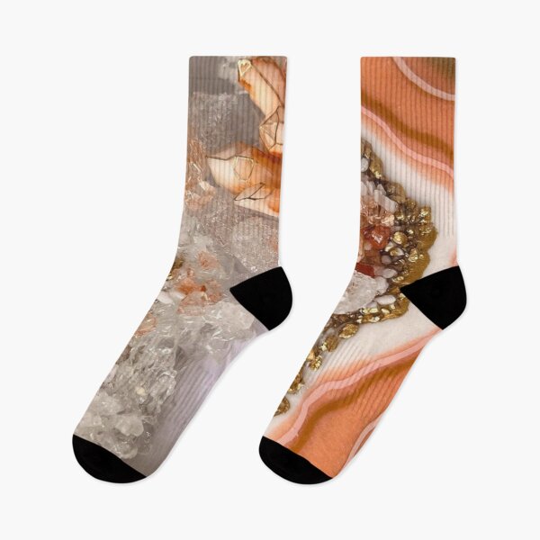 Item preview, Peach Agate Geode with Crystals and Gold Glitter — Luxury Resin Art Print designed and sold by LYAN-STORE.