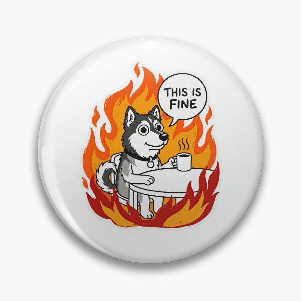 Item preview, Alaskan Malamute Fire Coffee Meme Art designed and sold by Flying Doggo.