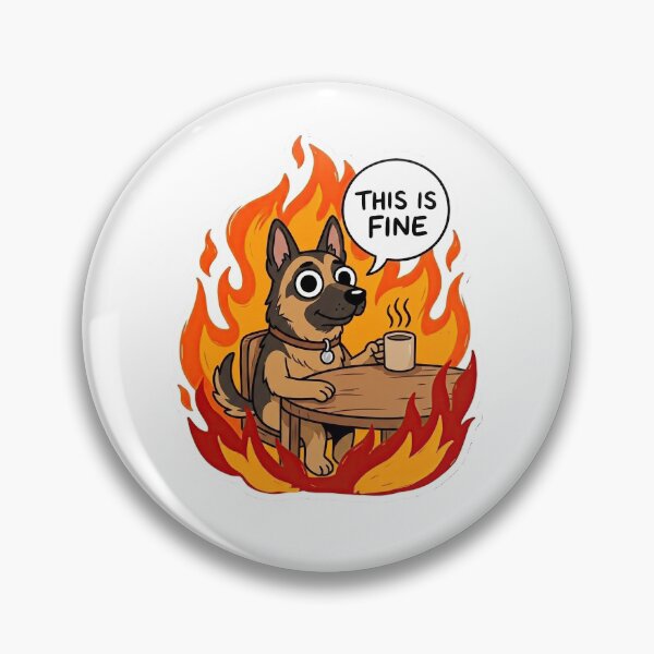Item preview, German Shepherd Coffee In Fire Meme designed and sold by Flying Doggo.