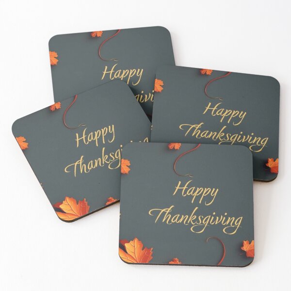 Item preview, Happy Thanksgiving Gold Lettering — Orange Autumn Leaves Dark Background designed and sold by LYAN-STORE.