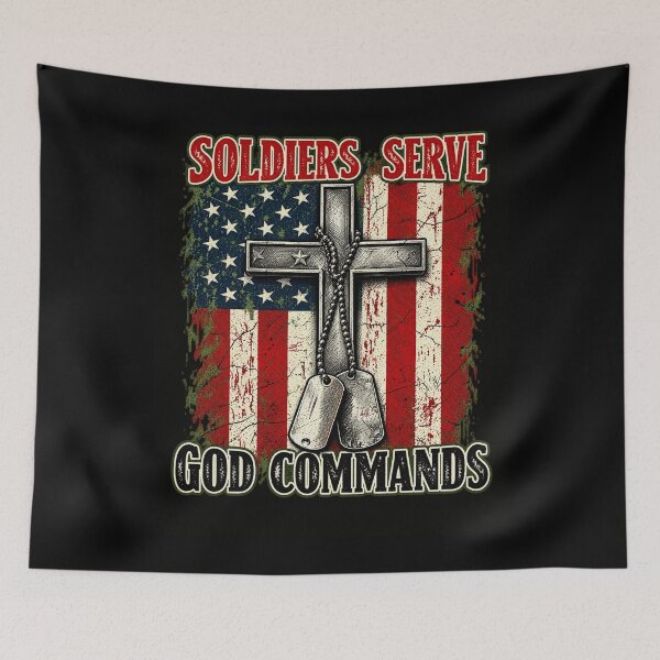 Item preview, Soldiers Serve God Commands Vintage Patriotic Christian Cross designed and sold by SEINENGAPPI19.