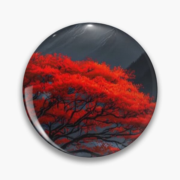 Item preview, Red Tree Monk Meditation — Dramatic Japanese Mountain Landscape Art designed and sold by LYAN-STORE.