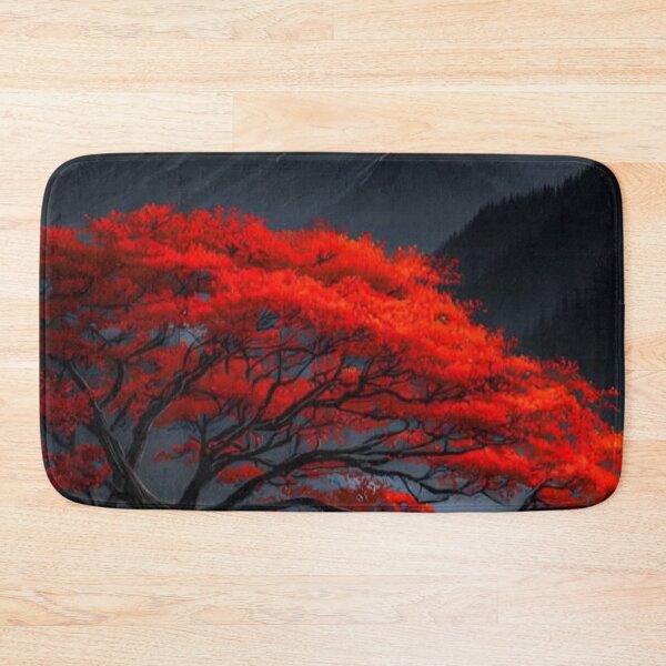 Item preview, Red Tree Monk Meditation — Dramatic Japanese Mountain Landscape Art designed and sold by LYAN-STORE.