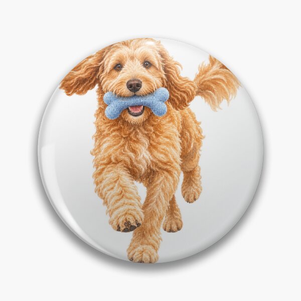 Item preview, Happy Goldendoodle Running With His Favorite Toy designed and sold by Russell Thorne.