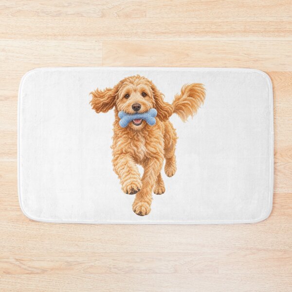 Item preview, Happy Goldendoodle Running With His Favorite Toy designed and sold by Russell Thorne.
