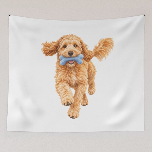 Item preview, Happy Goldendoodle Running With His Favorite Toy designed and sold by Russell Thorne.