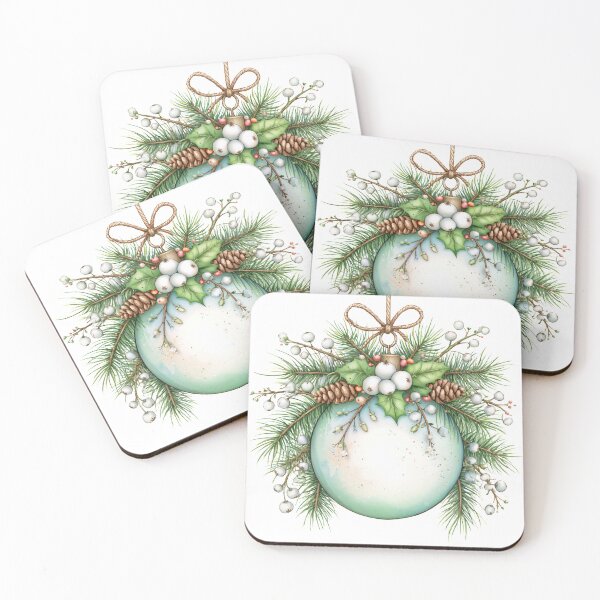 Item preview, Vintage Christmas Bauble Ornament - Rustic Winter Botanical Art designed and sold by FrescoDesign.