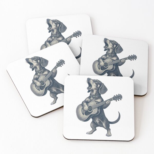 Item preview, Singing Dachshund Playing Acoustic Guitar designed and sold by Linework Studio.