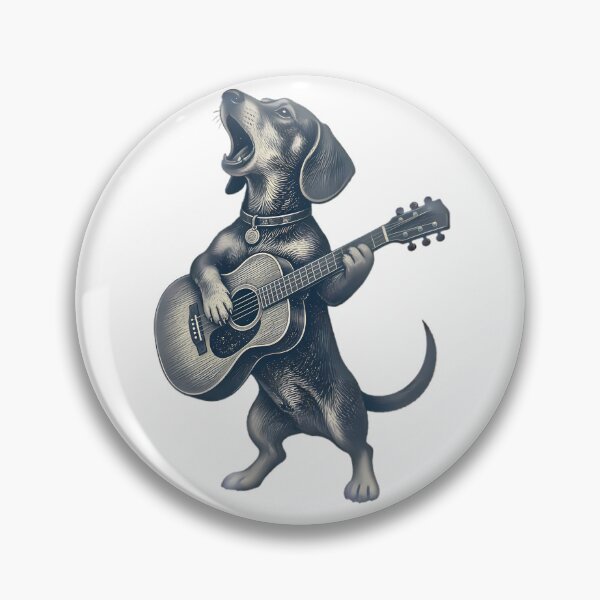 Item preview, Singing Dachshund Playing Acoustic Guitar designed and sold by Linework Studio.