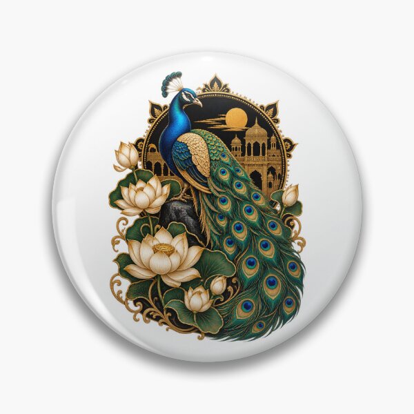 Item preview, Royal Indian Peacock & Lotus – Luxury Gold Pichwai Inspired Art designed and sold by Dr. Heartbeat.