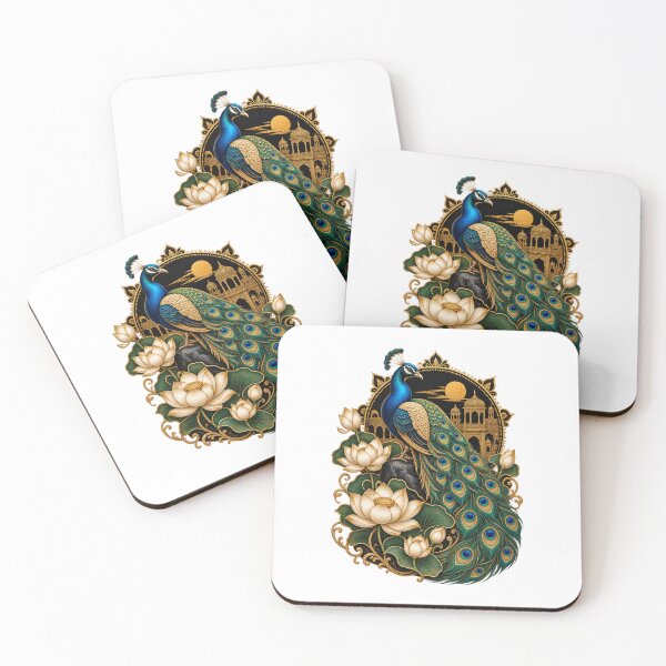 Item preview, Royal Indian Peacock & Lotus – Luxury Gold Pichwai Inspired Art designed and sold by Dr. Heartbeat.