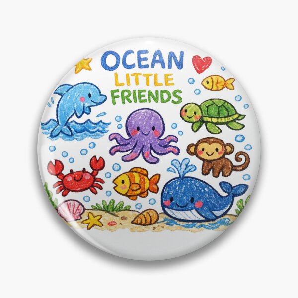 Item preview, Ocean Little Friends – Cute Sea Animals Crayon Drawing designed and sold by mbmstores.