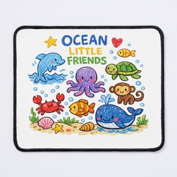 Item preview, Ocean Little Friends – Cute Sea Animals Crayon Drawing designed and sold by mbmstores.