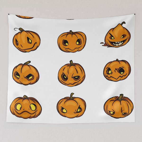 Item preview, Halloween Pumpkins Sticker Sheet — Scary Jack O Lantern Faces Vector designed and sold by LYAN-STORE.