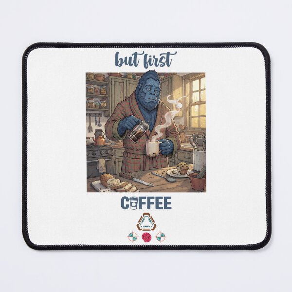 Item preview, The Cryptid Who Can't Even: Blue Sasquatch Morning Coffee designed and sold by Whimsy Trail Co.