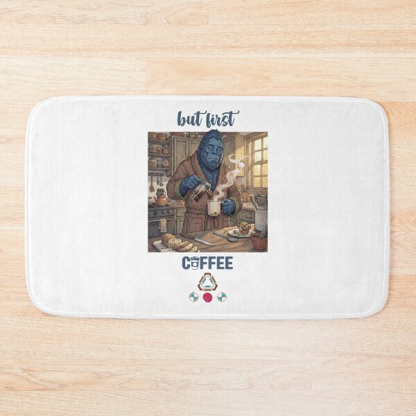 Item preview, The Cryptid Who Can't Even: Blue Sasquatch Morning Coffee designed and sold by Whimsy Trail Co.