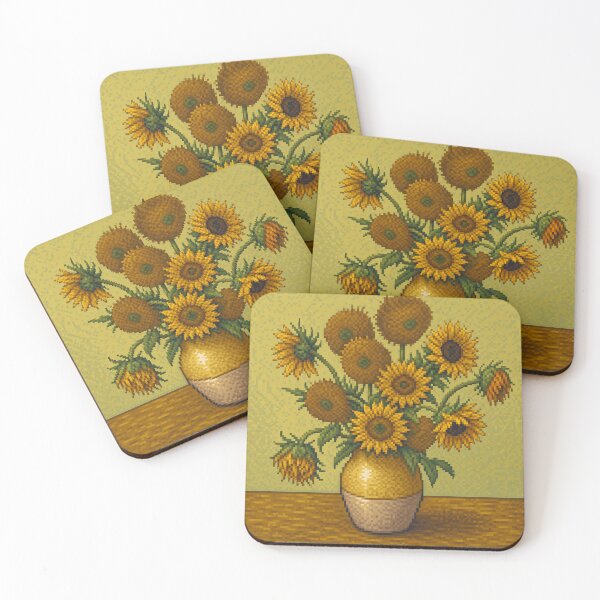 Item preview, Vincent Van Gogh's 'Sunflowers' in a Pixel Art Style designed and sold by Neon-Mama.