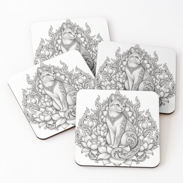 Item preview, Thai Cat Sacred Lotus Mandala Art designed and sold by mamhew2456.