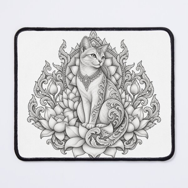 Item preview, Thai Cat Sacred Lotus Mandala Art designed and sold by mamhew2456.