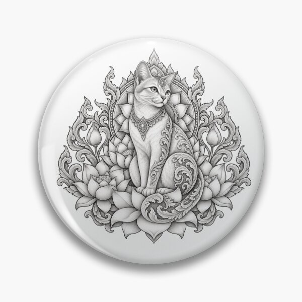 Item preview, Thai Cat Sacred Lotus Mandala Art designed and sold by mamhew2456.