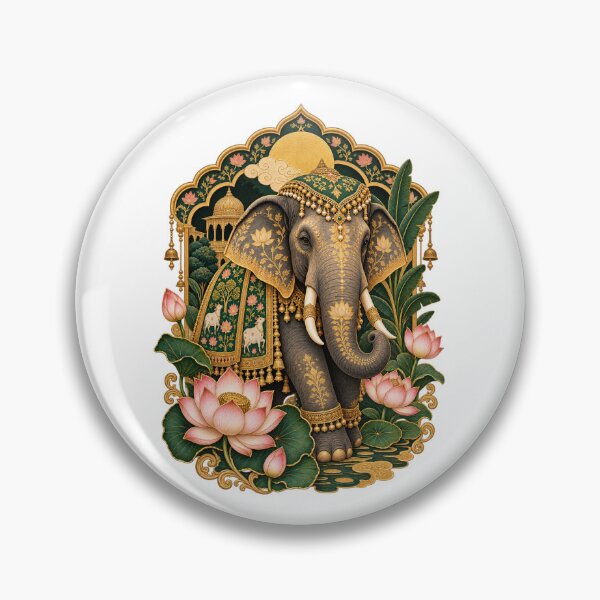 Item preview, Royal Indian Elephant & Lotus – Pichwai Inspired Luxury Art designed and sold by Dr. Heartbeat.