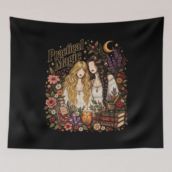 Item preview, Witch Sisters Herbal Magic Retro Botanical Cottagecore designed and sold by SEINENGAPPI18.
