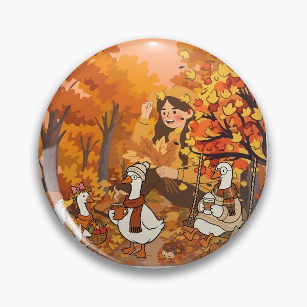 Item preview, Cozy Autumn Picnic with Cute Geese & Girl - Aesthetic Fall Forest Art designed and sold by EfyTR.