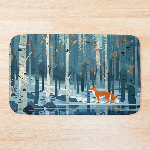 Item preview, Red Fox Walking in Birch Forest Woodland Art designed and sold by GrinGalore.