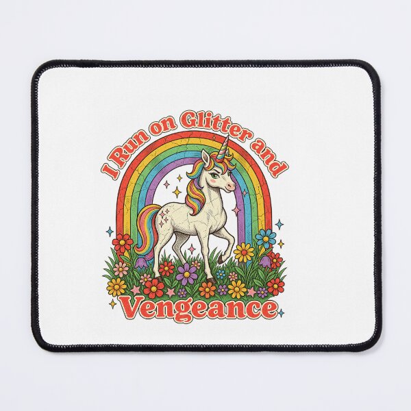 Item preview, I Run On Glitter And Vengeance Funny Sarcastic Retro Unicorn designed and sold by SEINENGAPPI18.