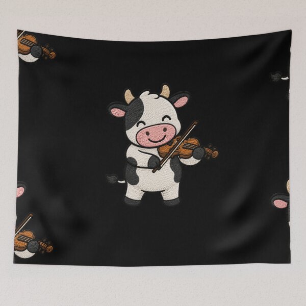 Item preview, Cute Cow Playing Violin Kawaii Embroidery Patch designed and sold by ColorSplash123.