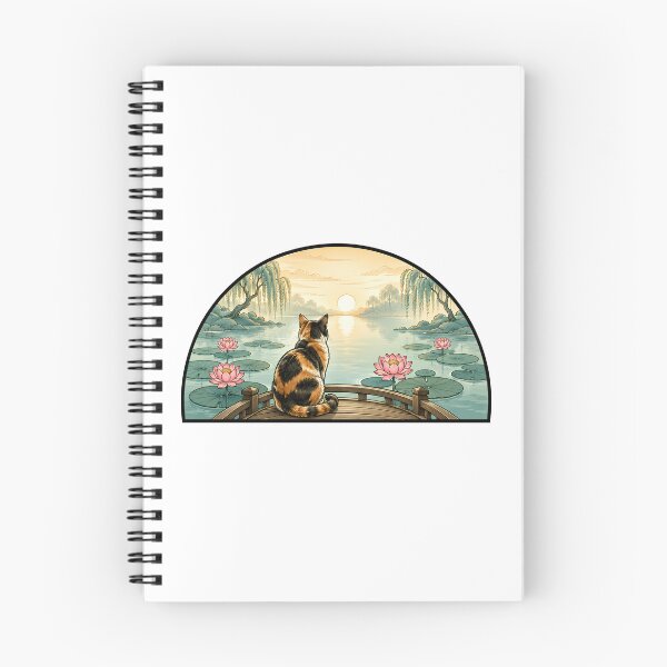 Item preview, Calico Cat Lotus Pond Sunset Zen designed and sold by Old's Cool Cat Studio.