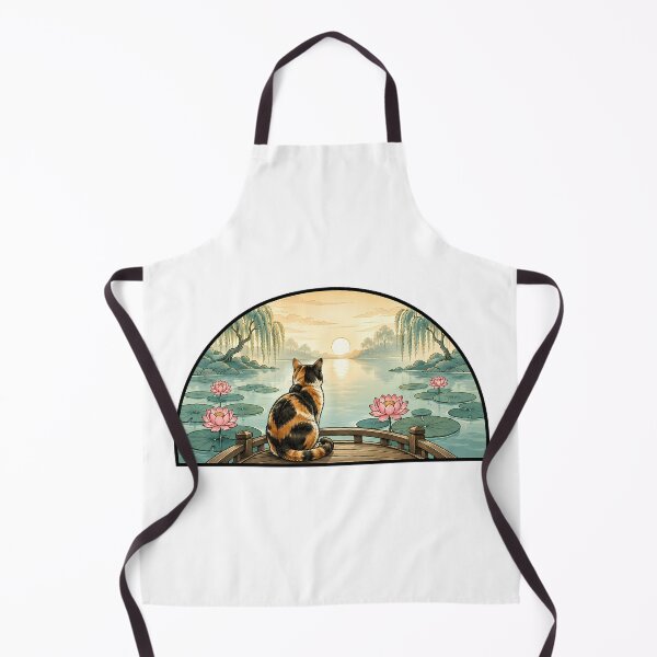 Item preview, Calico Cat Lotus Pond Sunset Zen designed and sold by Old's Cool Cat Studio.