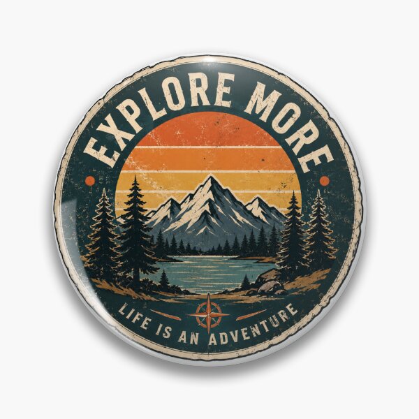 Item preview, Explore More Life Is an Adventure Vintage Mountain Sticker – Retro Outdoor Hiking & Camping designed and sold by vinothmech53.