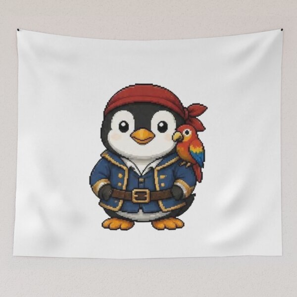 Item preview, Pixel Pirate Penguin | Retro Bird Gift designed and sold by Icareis-Studios.