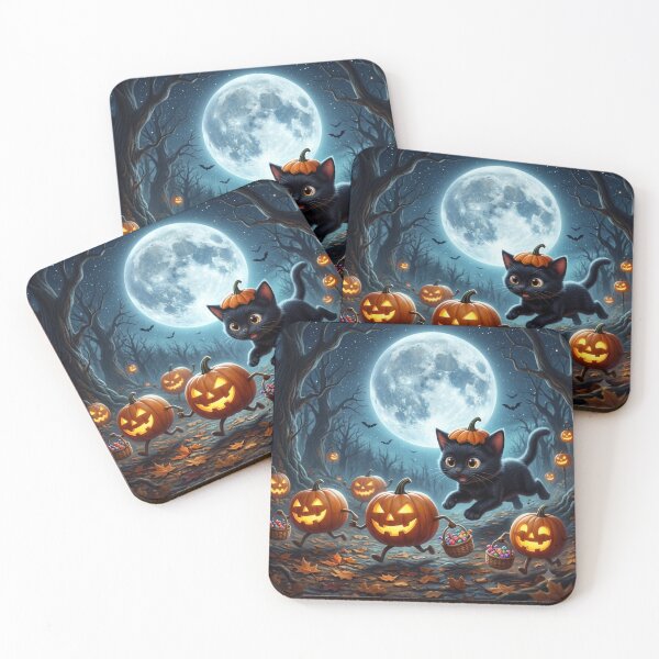 Item preview, Słodki Czarny Kot i Biegające Dynie – Halloween designed and sold by DarcPop.
