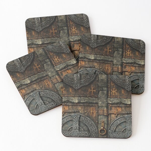 Item preview, Mystic Castle Sanctuary Door Relief - Medieval Art designed and sold by Piotrek0001.
