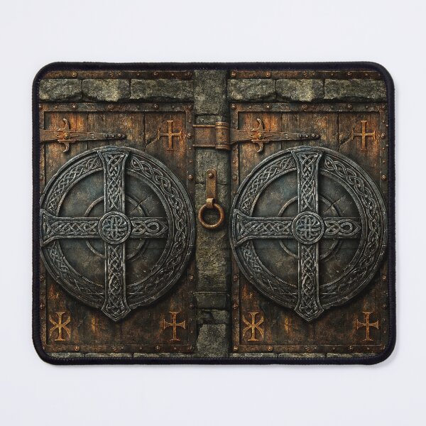 Item preview, Mystic Castle Sanctuary Door Relief - Medieval Art designed and sold by Piotrek0001.