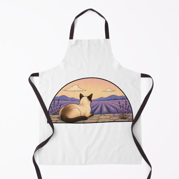 Aperçu de l'œuvre Siamese Cat Lavender Field Provence Sunset créée et vendue par Old's Cool Cat Studio.