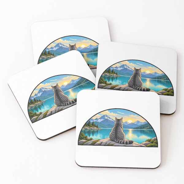 Item preview, Tabby Cat Mountain Lake Sunrise Landscape designed and sold by Old's Cool Cat Studio.