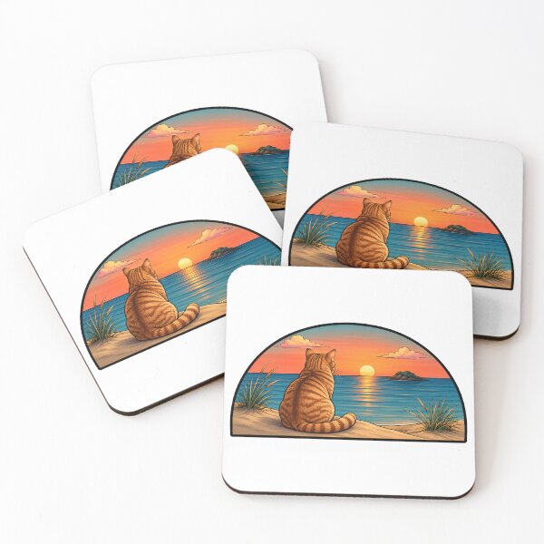 Item preview, Orange Tabby Cat Ocean Sunset Beach designed and sold by Old's Cool Cat Studio.
