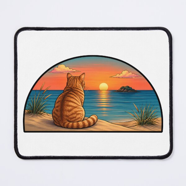 Item preview, Orange Tabby Cat Ocean Sunset Beach designed and sold by Old's Cool Cat Studio.