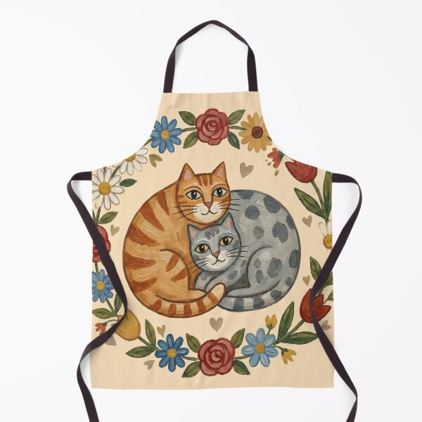 Item preview, Feline Matrimony: Folk Art Cats in Floral Wreath designed and sold by FreiherrPK.