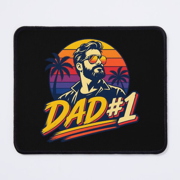 Item preview, Funny Dad #1 Retro 1980s Sunset Silhouette Gift designed and sold by Artycom.